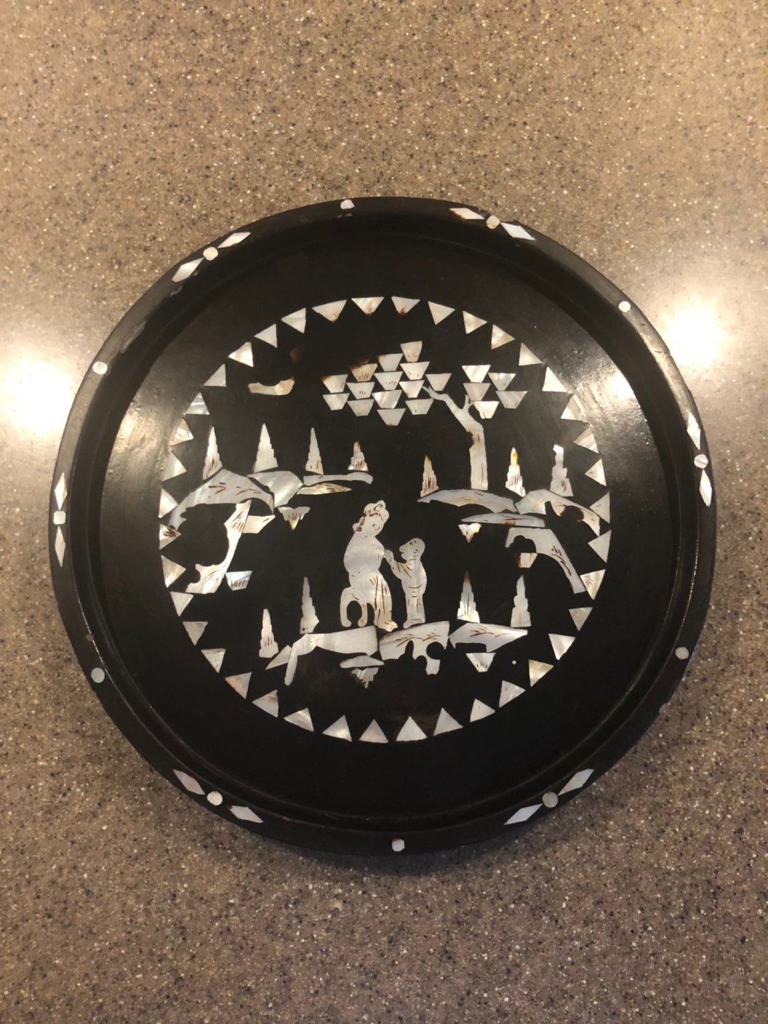 Vintage Chinese Black Inlaid Tray