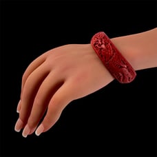 Chinese Dragon Phoenix Red Faux Cinnabar Bangle Bracelet