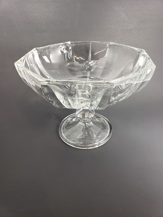 Modern Irena Berlin Footed Heavy Crystal Fruit Bowl Abstract Candy Dish