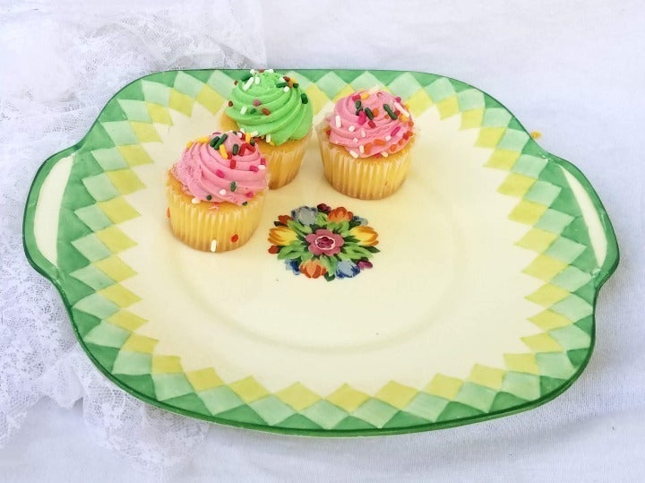 Cake Plate Vintage Hand Painted England