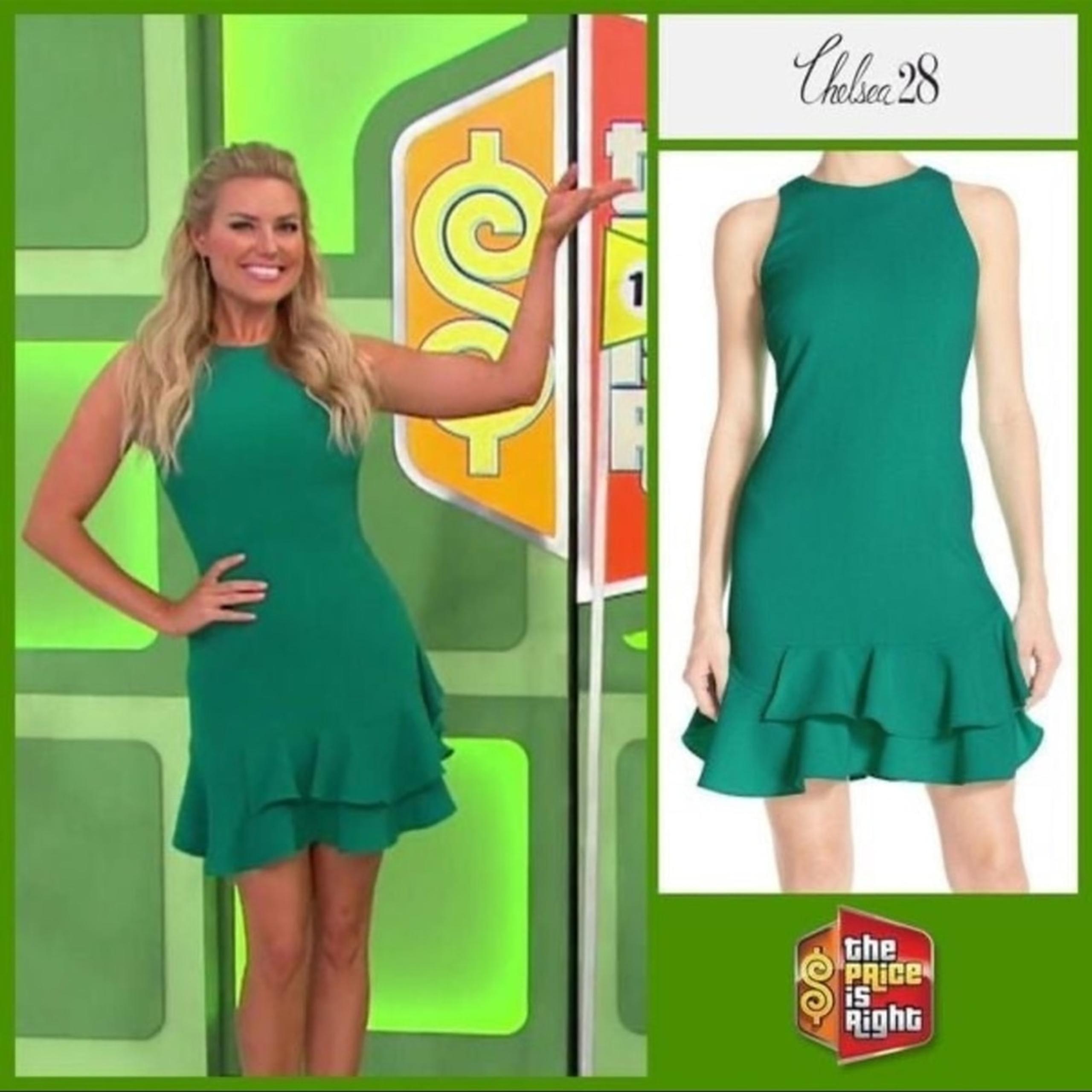 Chelsea28 Women's Sleeveless Ruffle Hem Dress Green Ultra Size 6
