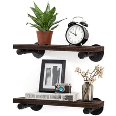Set of 2 Wall Mounted Wood Shelving Storage Home Decor for Bathroom Living Room
