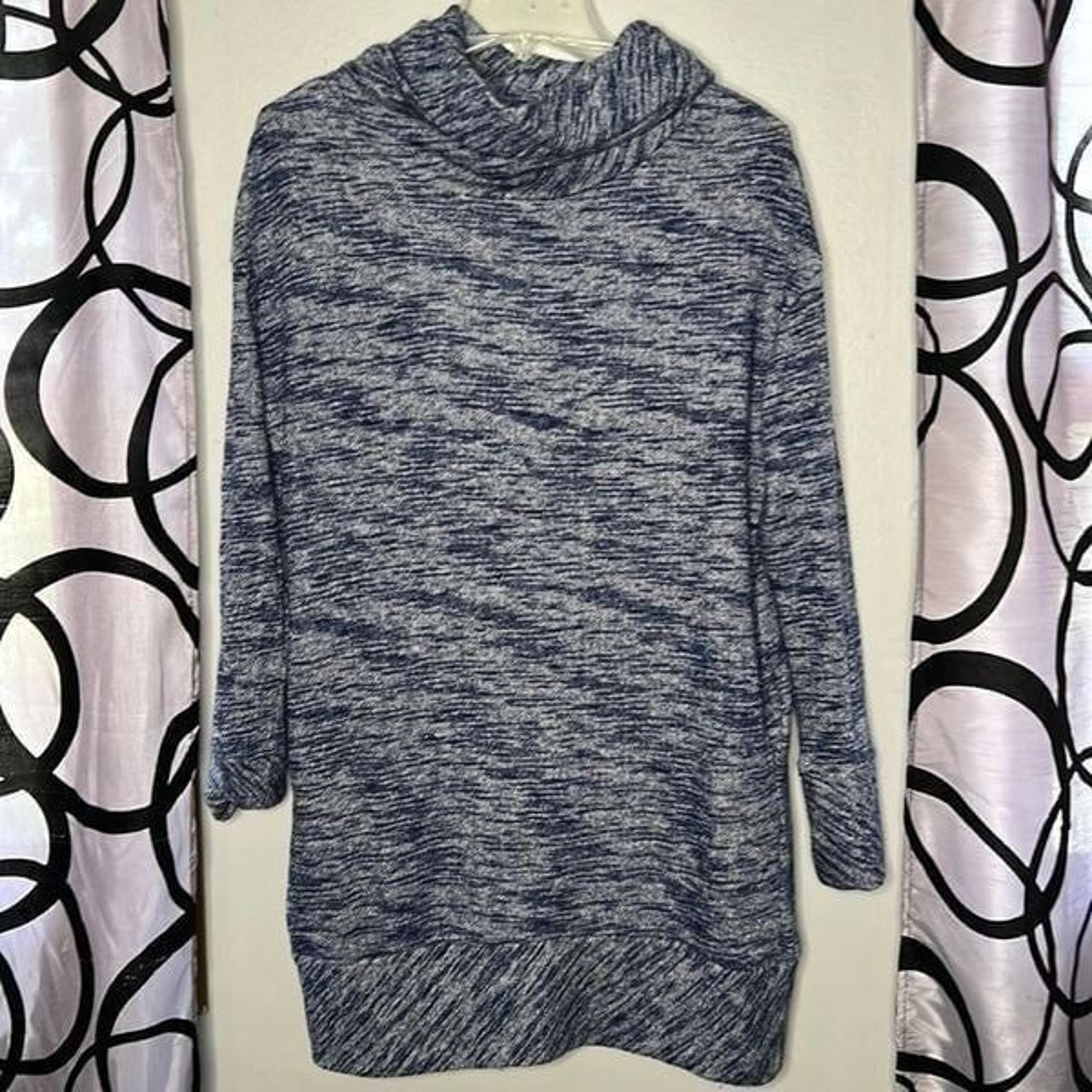 St Johns Bay Active Medium Womens Tunic Sweater Cowl Neck Long Sleeve Blue