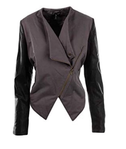 Aqua moto cropped jacket leather