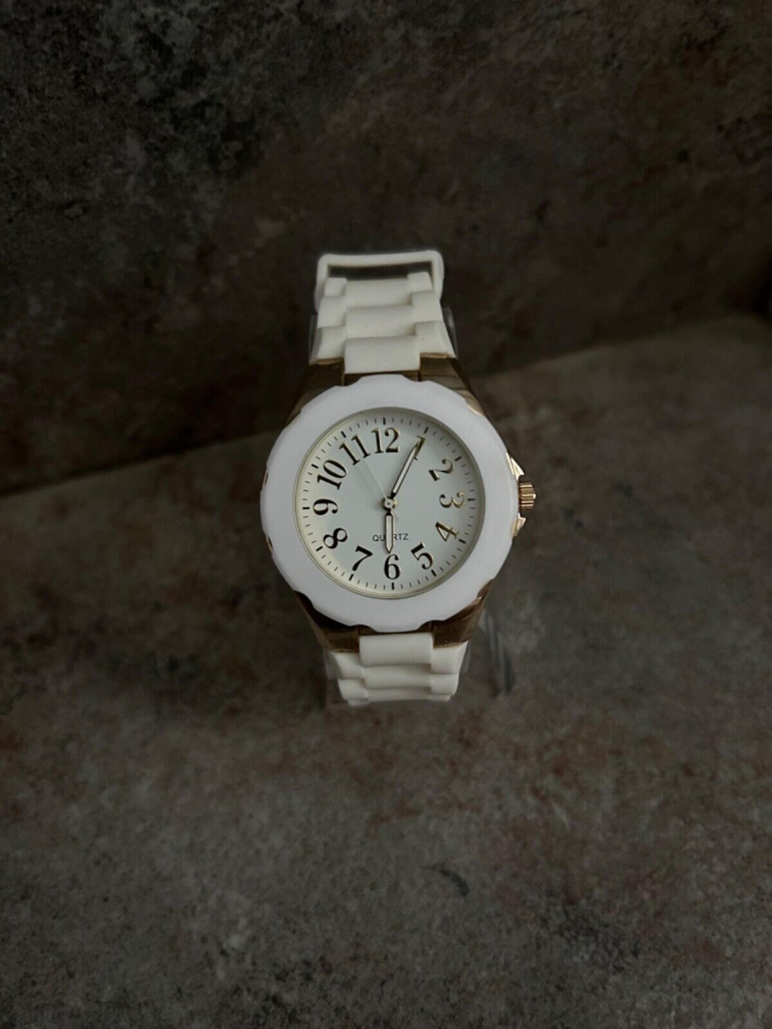 White and Gold Womens Geneva Watch