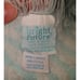VTG Bright Future Rattles Blue White Knit Baby Blanket Acrylic Fringe 30x40