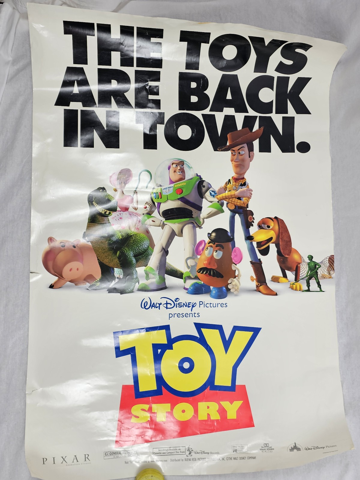 Vintage 1995 Toy Story The Toys Are Back In Town Original Movie Poster Rolled