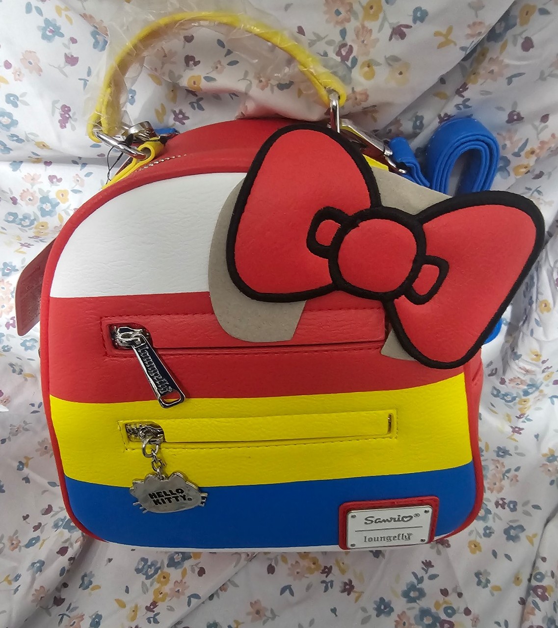 Loungefly Hello Kitty 45th Anniversary Stripes Convertible Mini Backpack