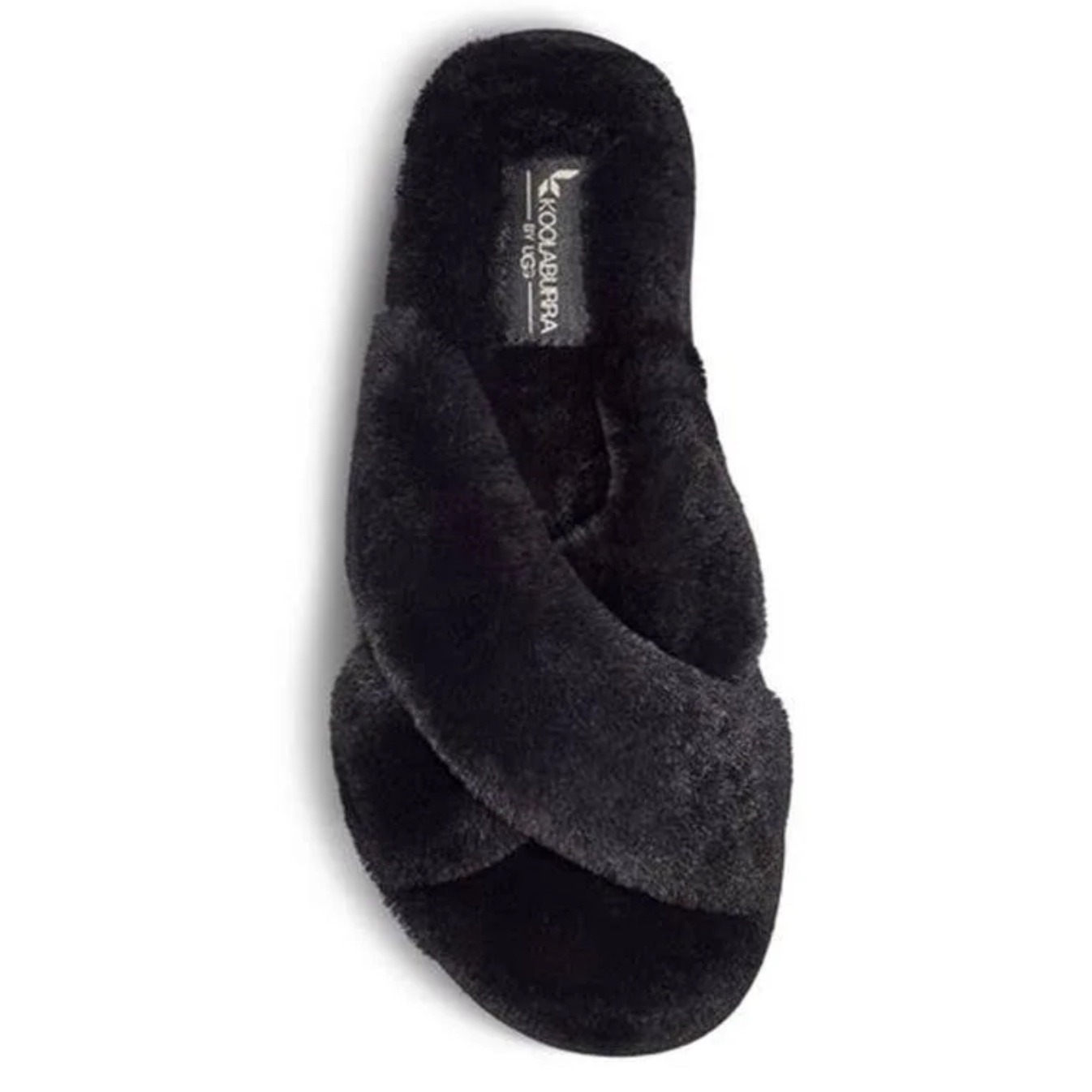 Koolaburra by UGG Fuzzy Criss Cross Slide Slippers Comfy Black Slip Ons Size 6