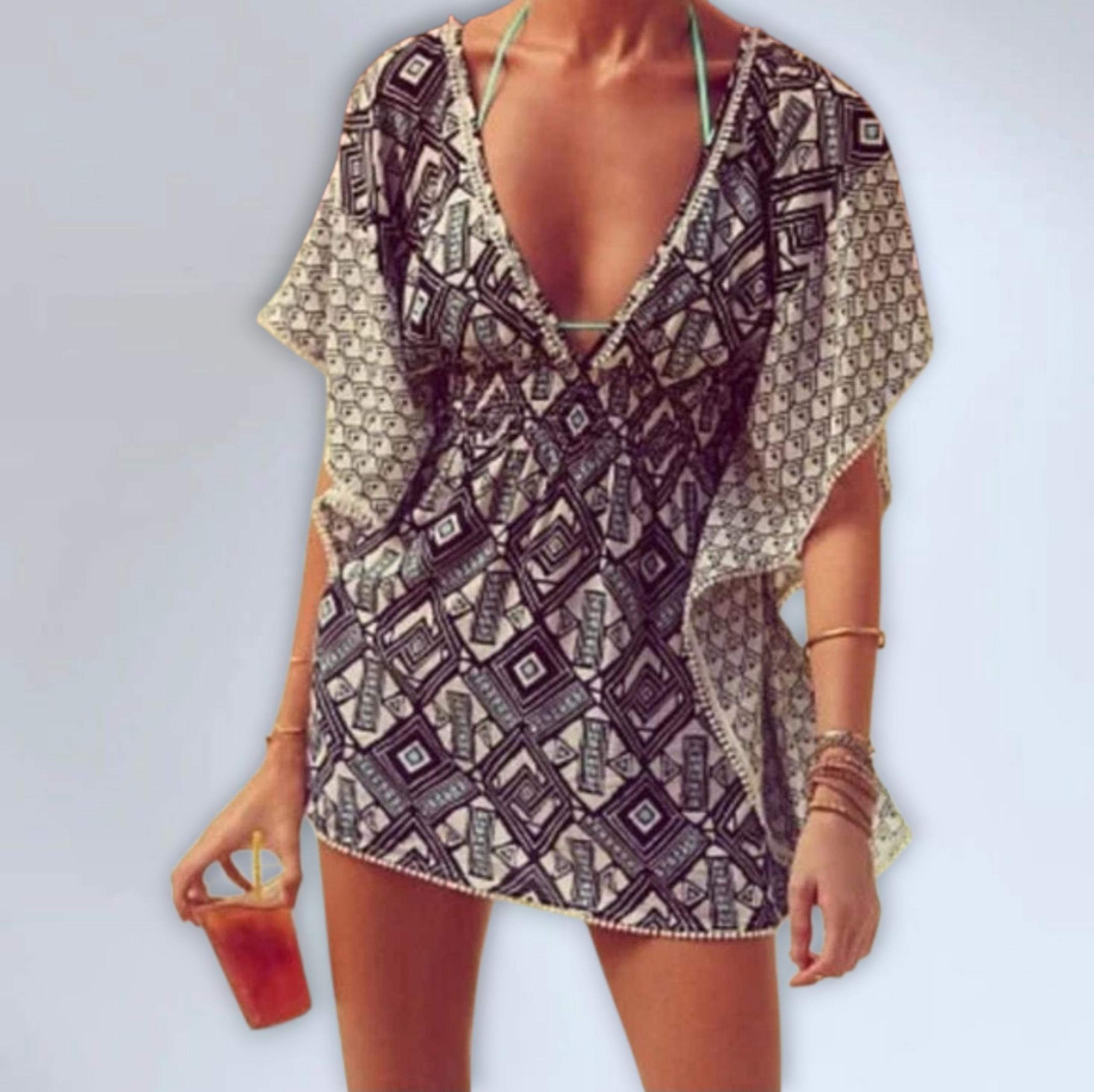 Victoria's Secret Kaftan Swimsuit Cover-Up Dress - Size XS/P - Geometric Print