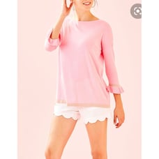 Lilly Pulitzer Charla cotton candy ruffle sleeve sweater pink XS
