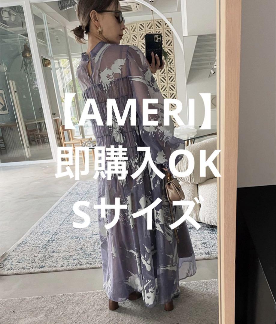 AMERI】RUBBER PAINT ART SHEER DRESS