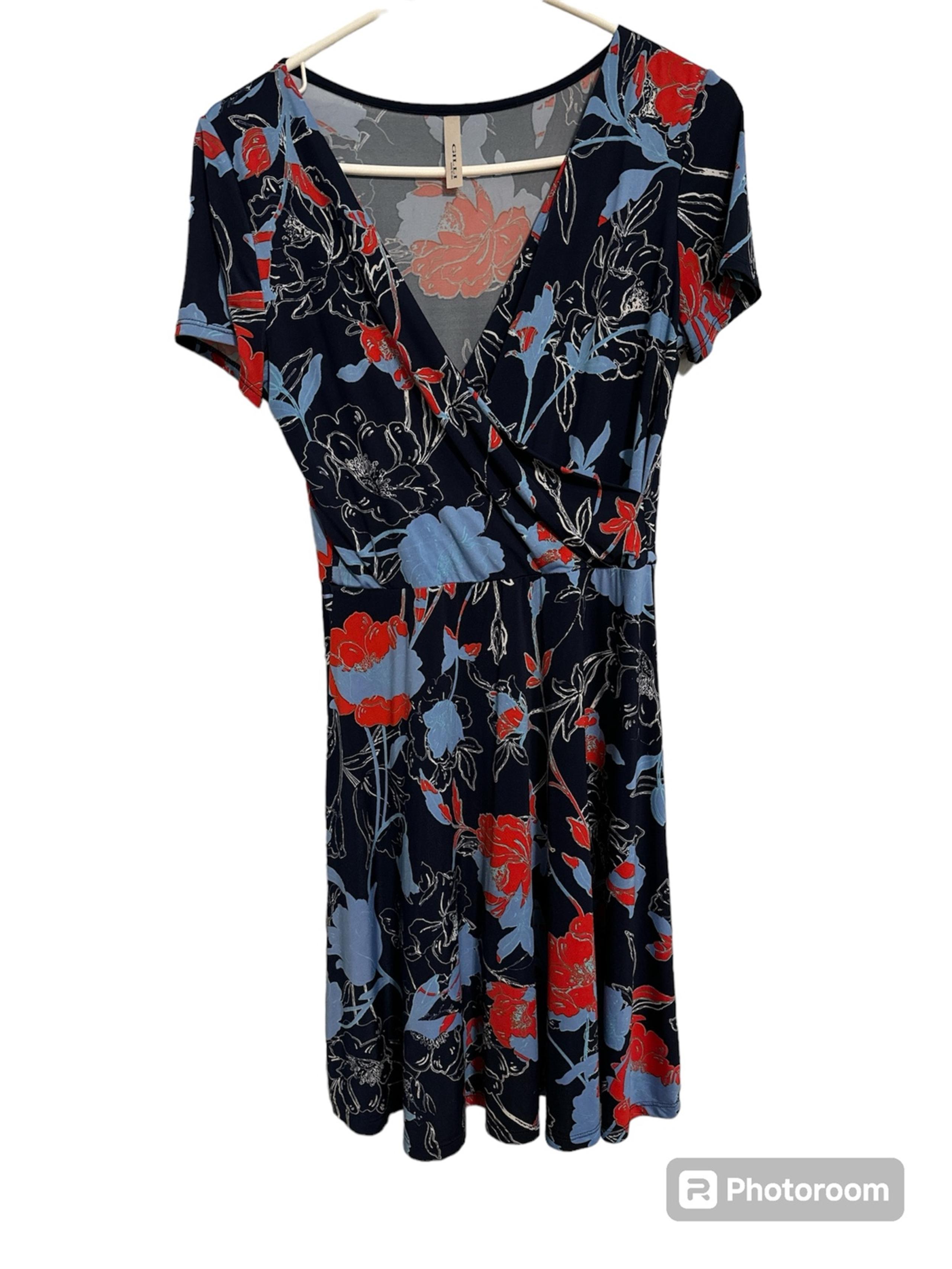 Gilli Blue with Red Flowers Dress