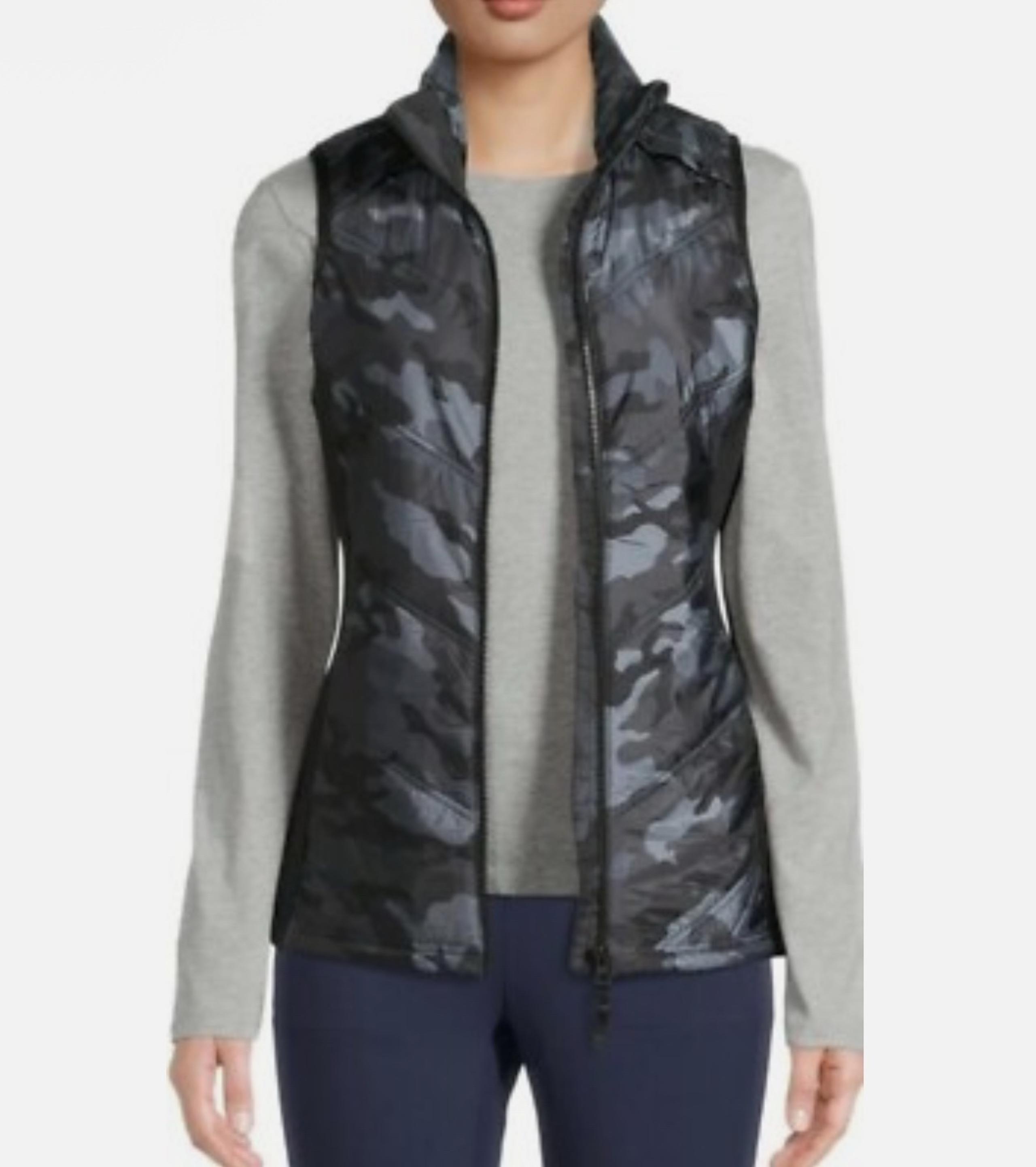 Avia Women's Performance Quilted Vest | Black Camo | Size Small (4-6) | Preowned