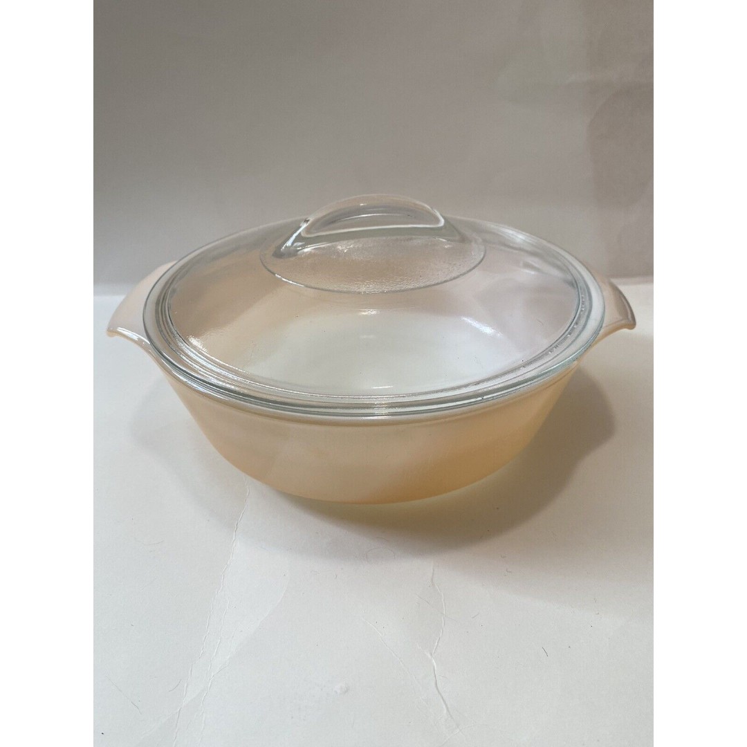 VTG 1960s Anchor Hocking Fire-King Copper Tint Lusterware Casserole Dish W/ Lid