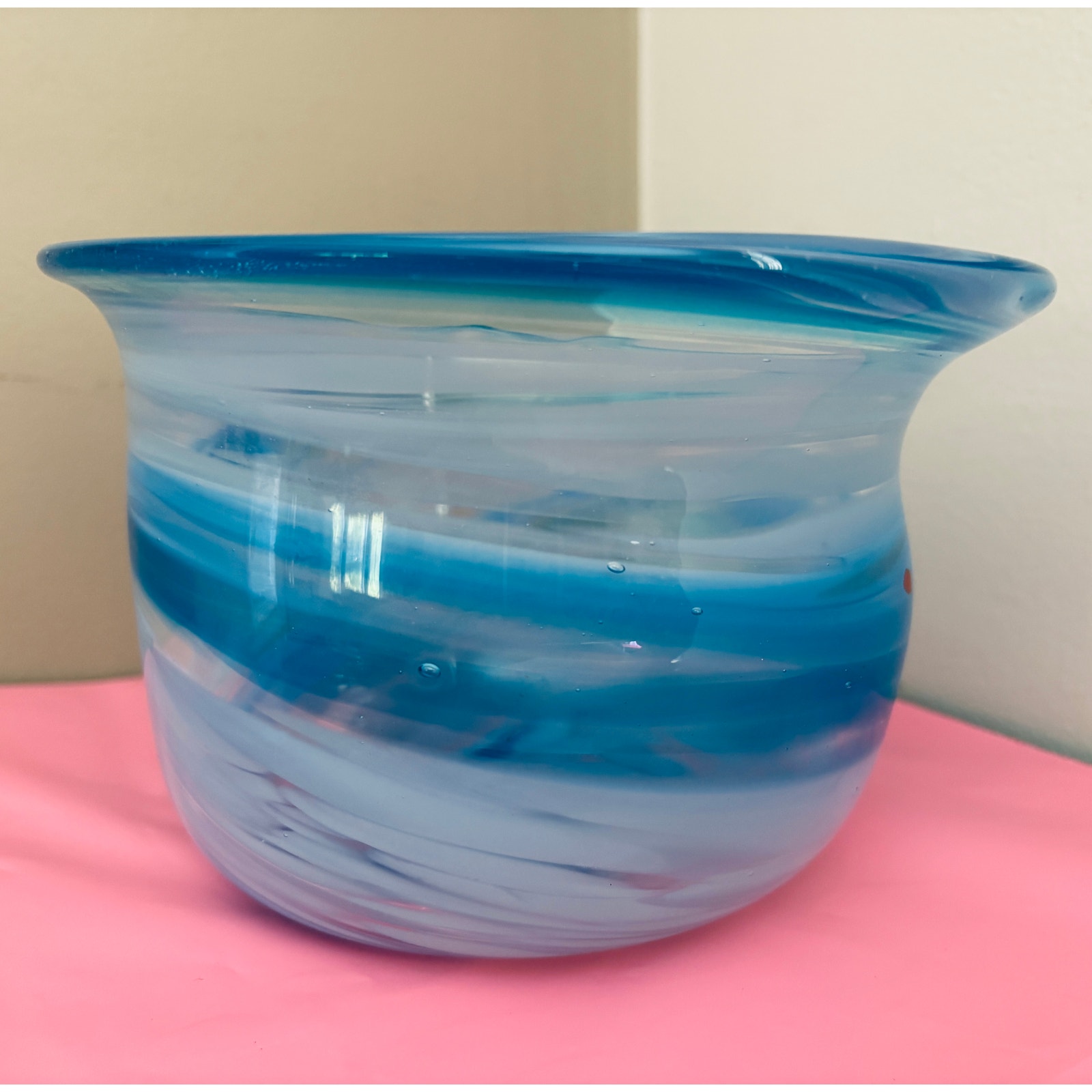 Murano Art Glass Vase Bowl Dish Planter Handblown 5” tall x 8” wide