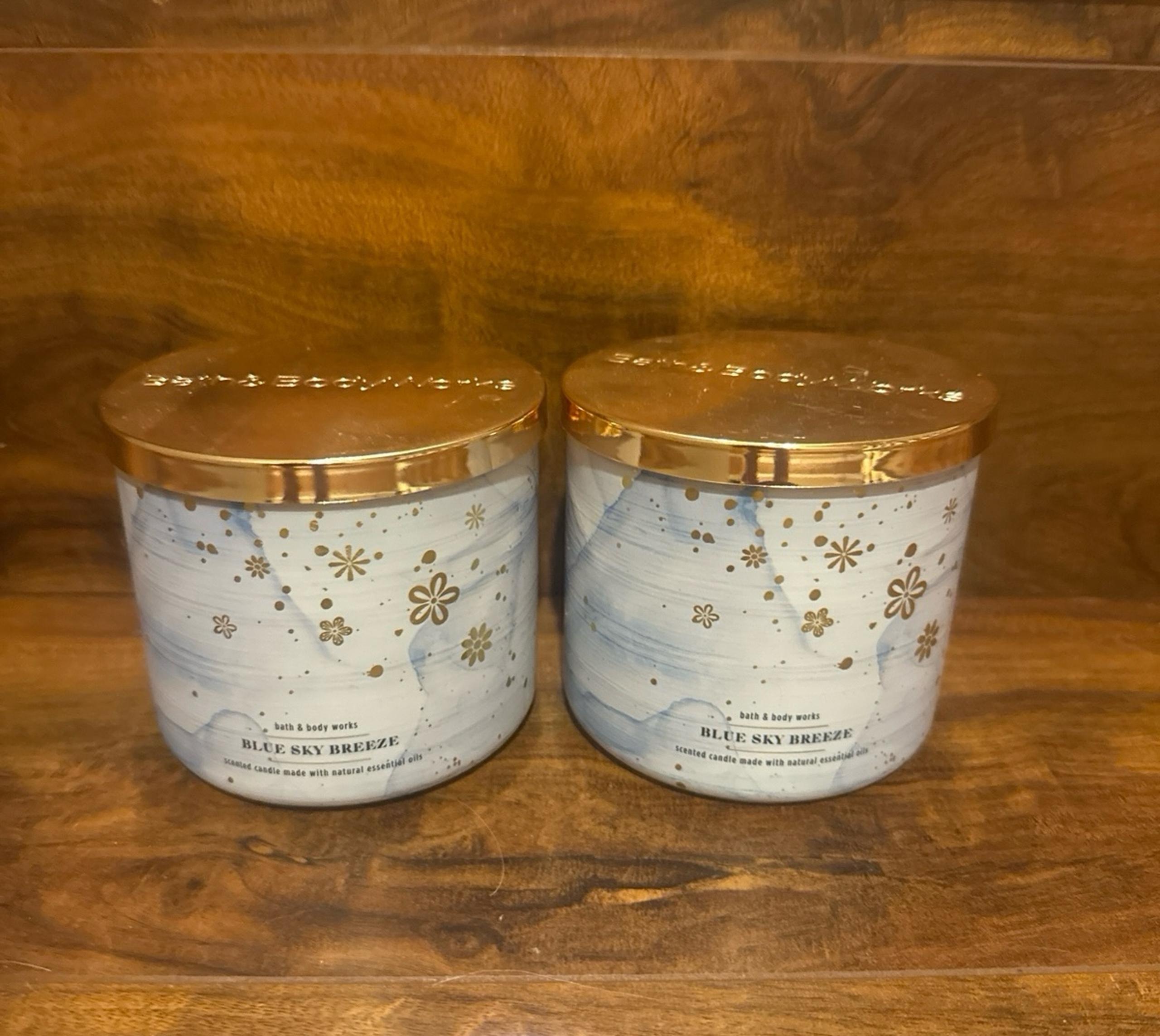 BBW Blue Sky Breeze 3 Wick Candles x 2