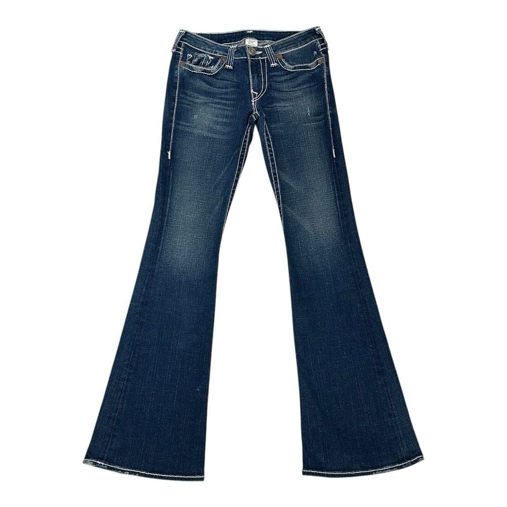 TRUE RELIGION Women's Denim Wide Disco 'Joey' Big T - Drifter Dark Blue Size 30