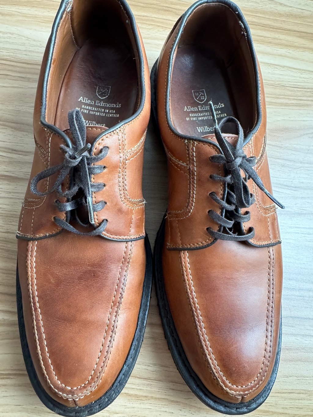 Men's Allen Edmonds Wilbert Split-Toe Leather Shoes Brown size 11.5