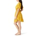 Saylor Adrianne Yellow Metallic Stripe Smocked V-Neck Mini Dress Size M