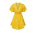 Saylor Adrianne Yellow Metallic Stripe Smocked V-Neck Mini Dress Size M