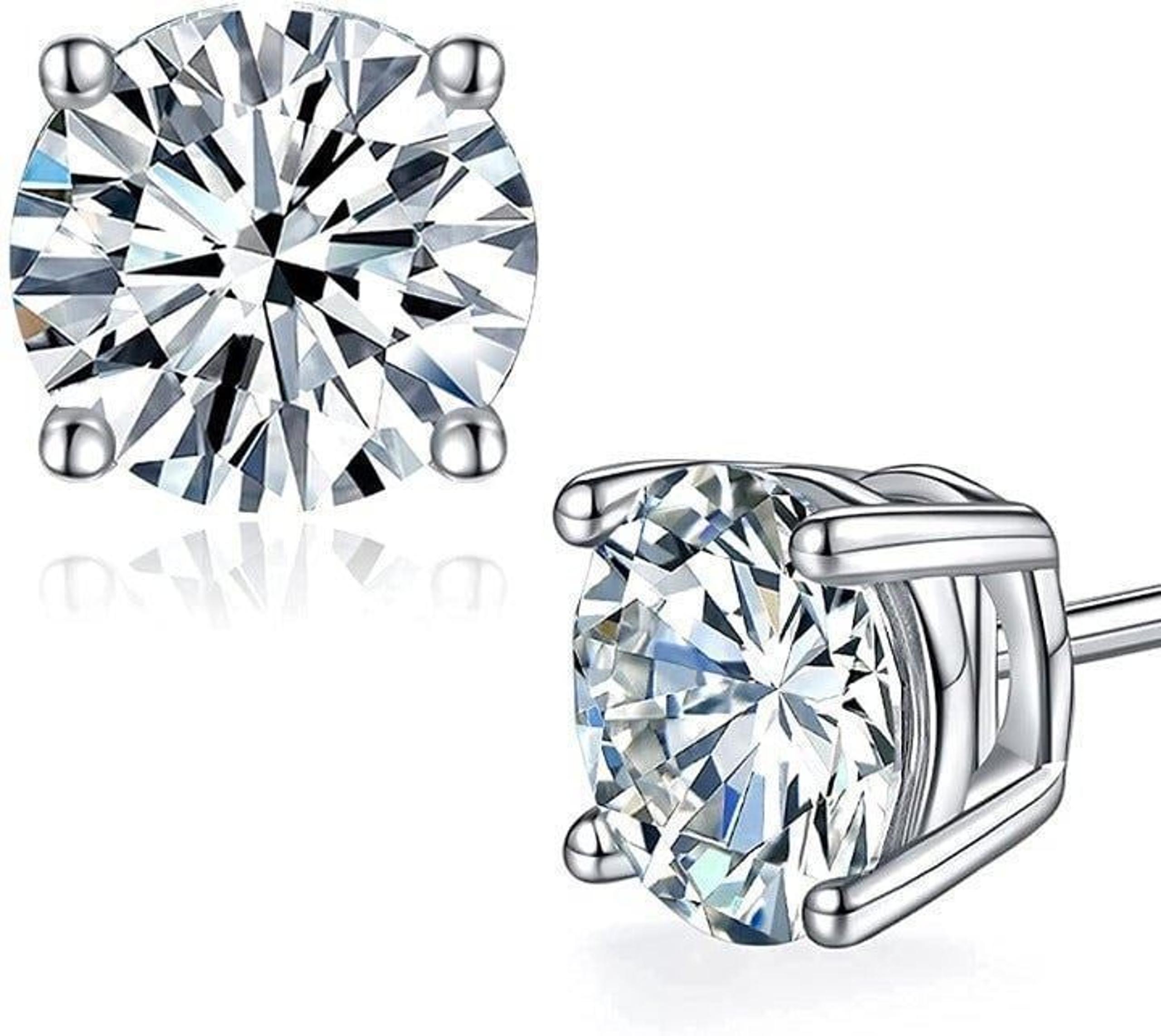 3.00 cts mens Solitaire Stud Earring 950 Platinum over Solid Sterling silver 7mm