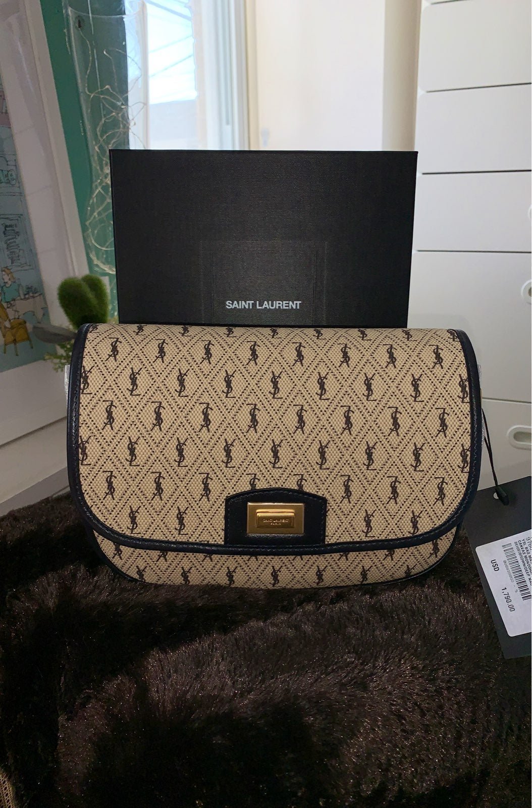 YSL Monogram all over canvas satchel bag