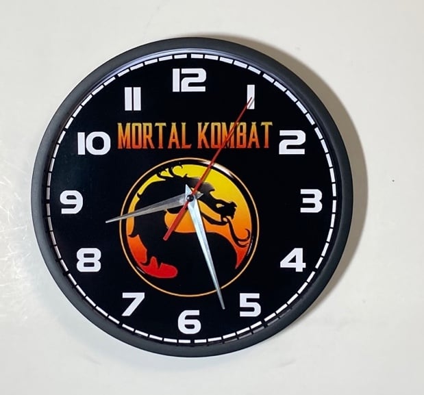 Mortal Kombat logo battery operated wall clock