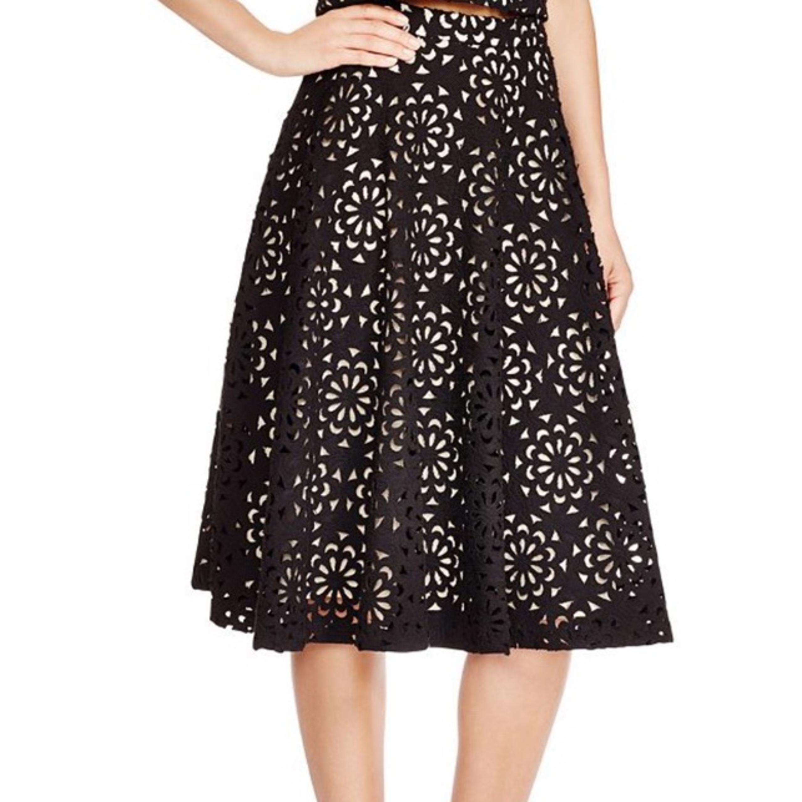 Alice + Olivia Viviana Cutout A-Line Skirt Black A003