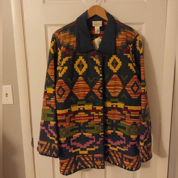 NWT Vintage Cedar Canyon Southwestern Tapestry Jacket, Size L