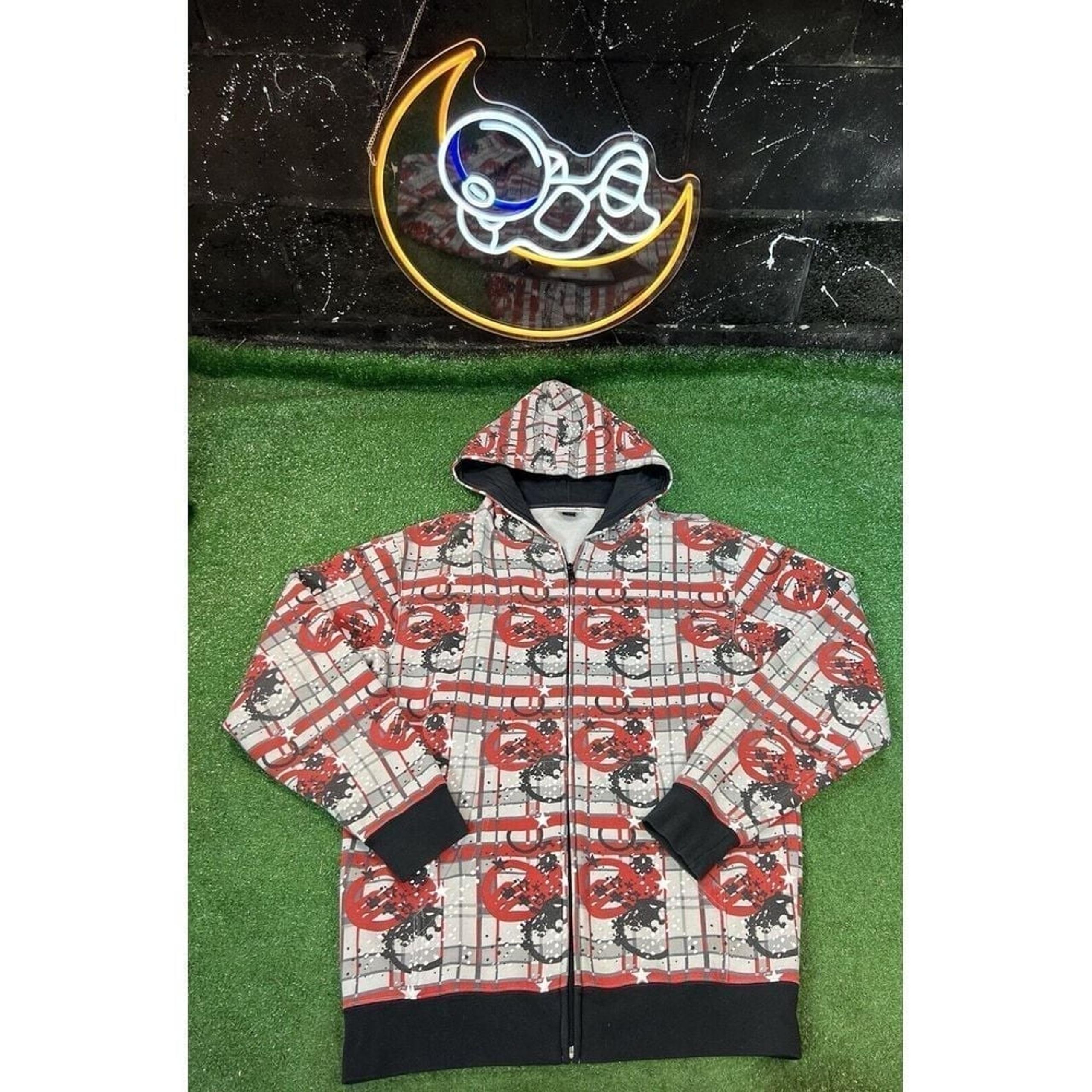 Maverik Lacrosse All Over Print Full Zip Up Hoodie Sweatshirt Mens Size LG