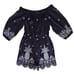 NWT Anthropologie Farm Rio Linen Pineapple Romper XS Navy Embroidered Summer