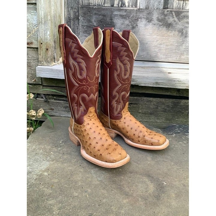 R. Watson Women's Antique Saddle Bruciato Molten Sienna Full Quill Ostrich Wide