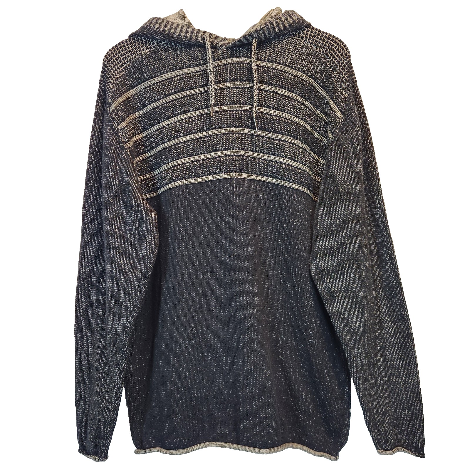 BKE Mens Plated Crossover Sweater XL Khaki Black Hooded Long Sleeve Casual NWOT