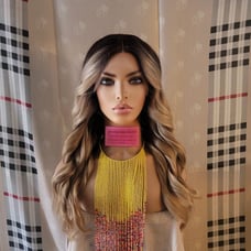 Balayage blonde brown wavy lace wig