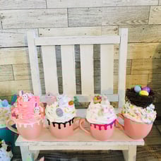 Set of 4 Easter Spring Faux Whip Pink Espresso Mug Bundle
