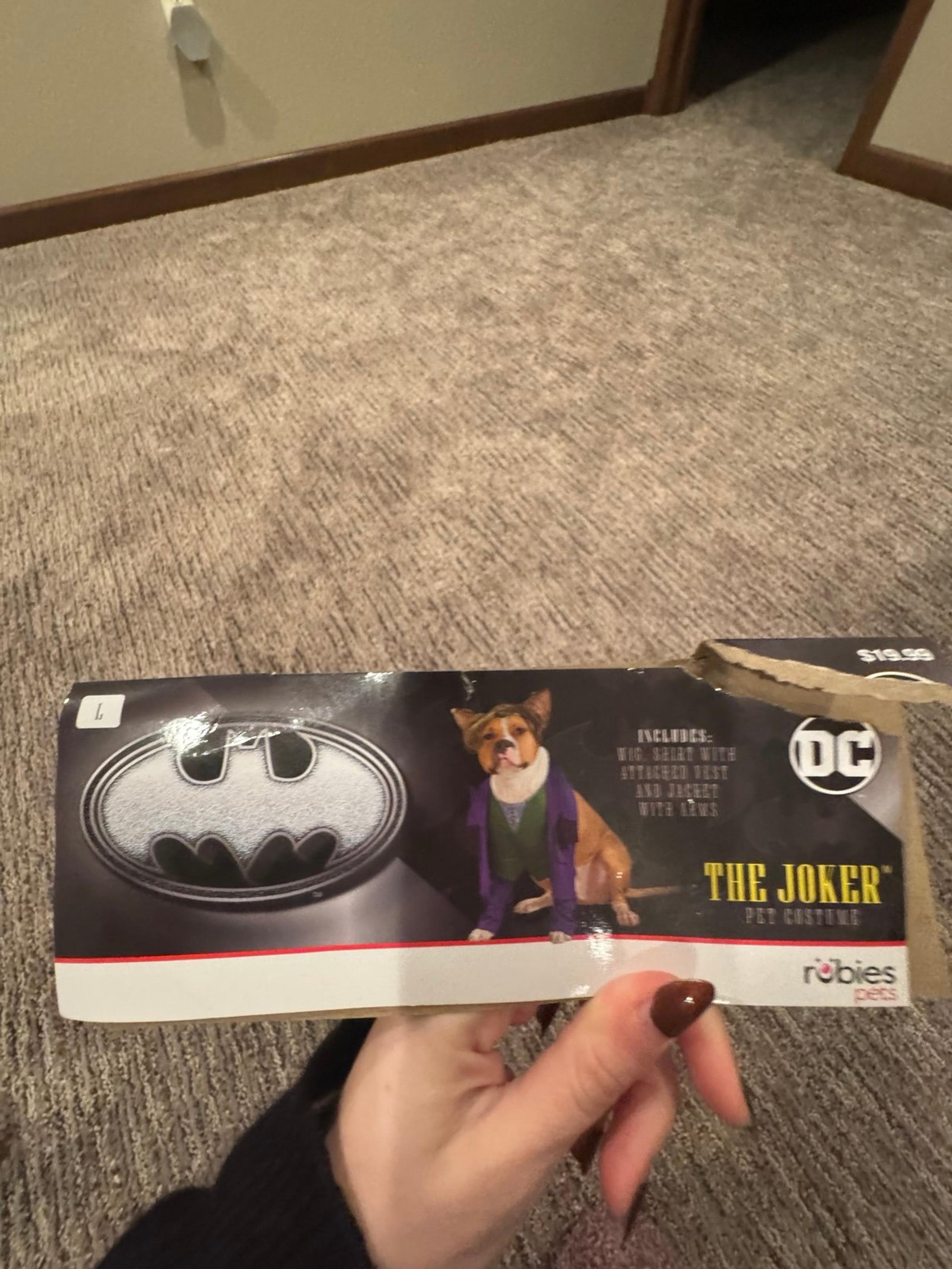 The Joker dog Halloween costume size L NWT