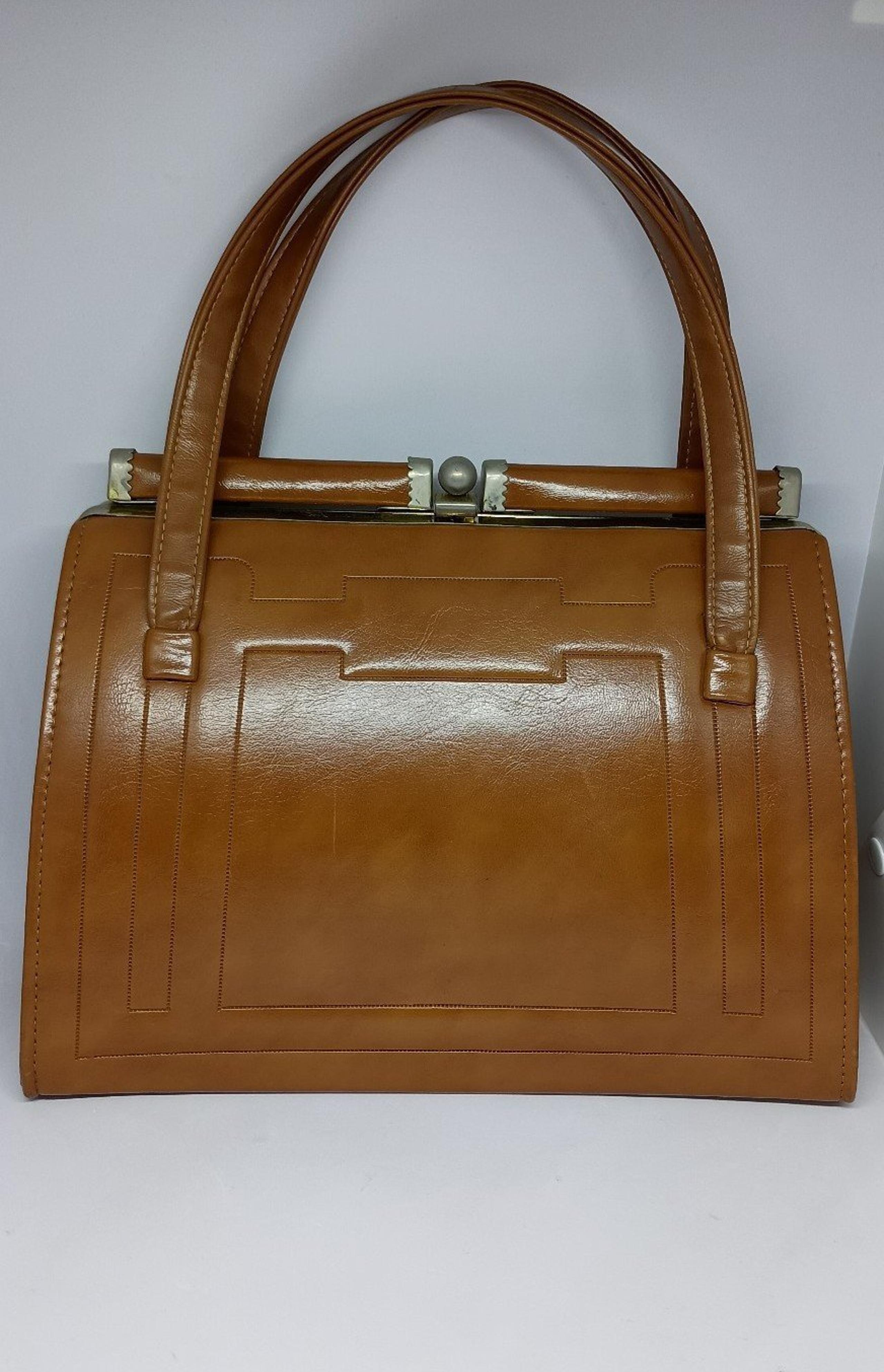 Vintage MCM J R Florida Julius Resnick Brown Vinyl Purse Ball Clasp Closure