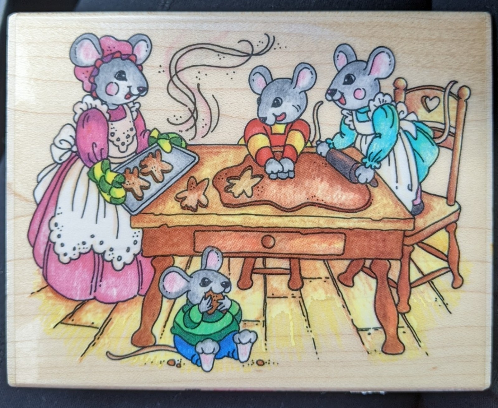 Vintage 1995 stampendous Rubber Stamp mouse mouses holiday bakes htf rare