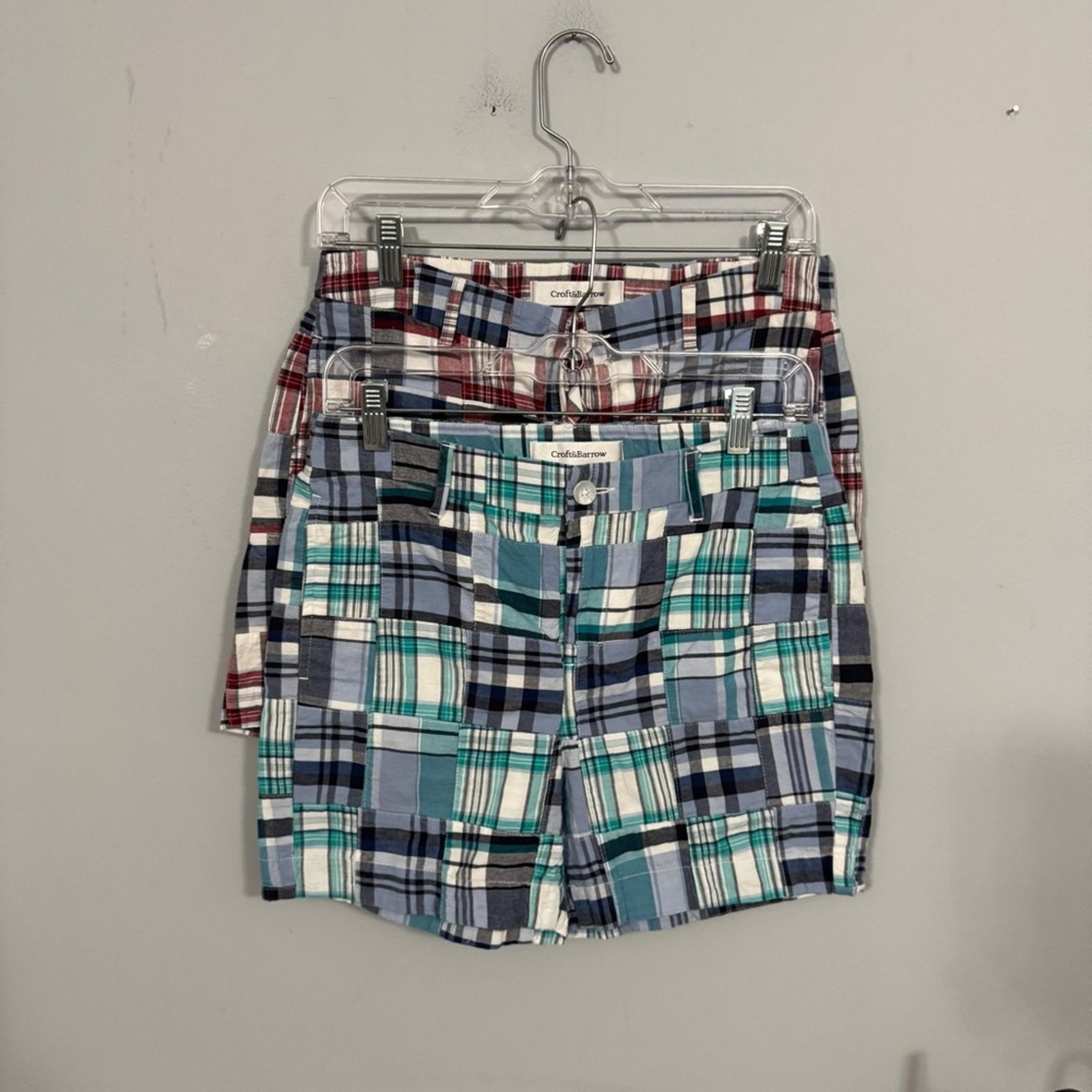 LOT of 2 Pairs Croft & Barrow Plaid Cotton Shorts Women’s Size 4 w/ Pockets