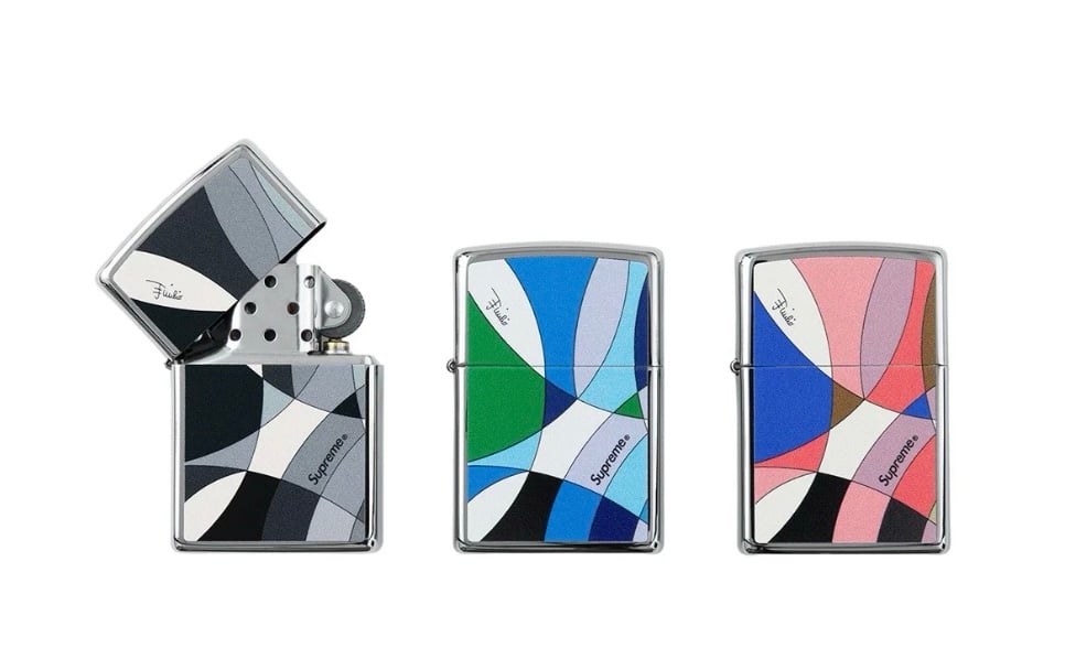 Supreme Emilio Pucci Zippo Blue Pink & Black SS21 Brand New Lot Of 3 Full Set