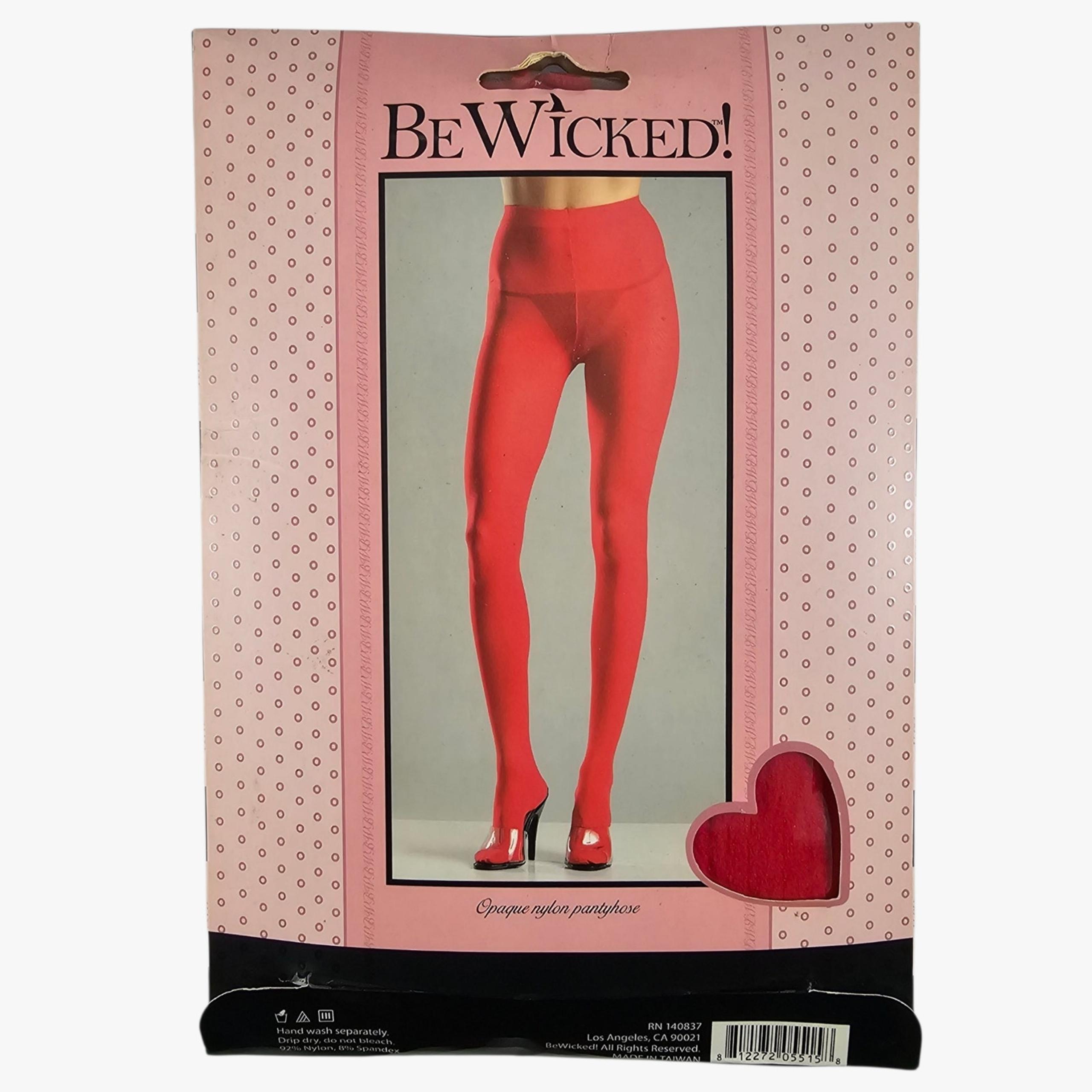 NWT Be Wicked Pantyhose One Size Red Opaque Nylon Tights Lingerie Costume