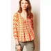 Anthropologie Vanessa Virginia Blouse Size 10 Orange White