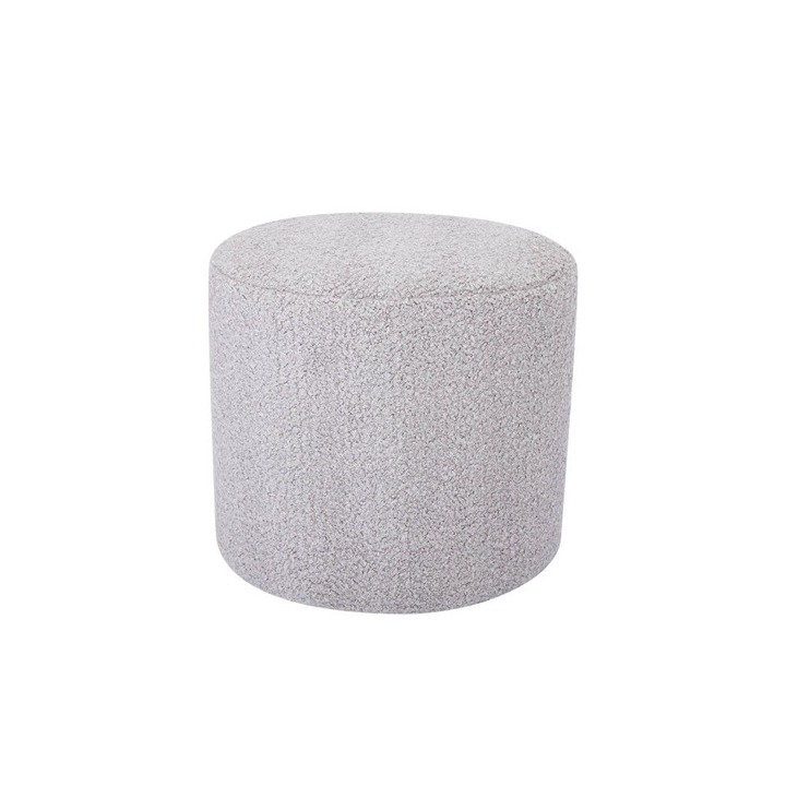 Wovenbyrd 19 Round Pouf Ottoman Faux Shearling Gray