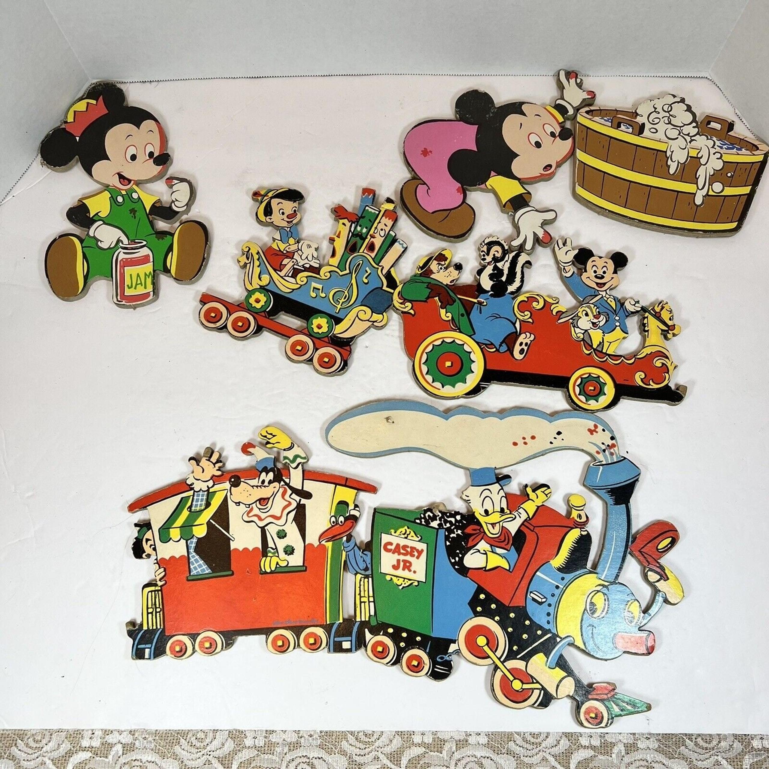 VTG 1950'S & 60's DISNEY MICKEY MOUSE and CASEY TRAIN NURSERY WALL HANGING