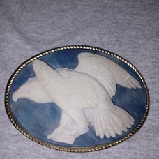Vtg 70's Eagle Genuine Incolay Stone Belt Buckle