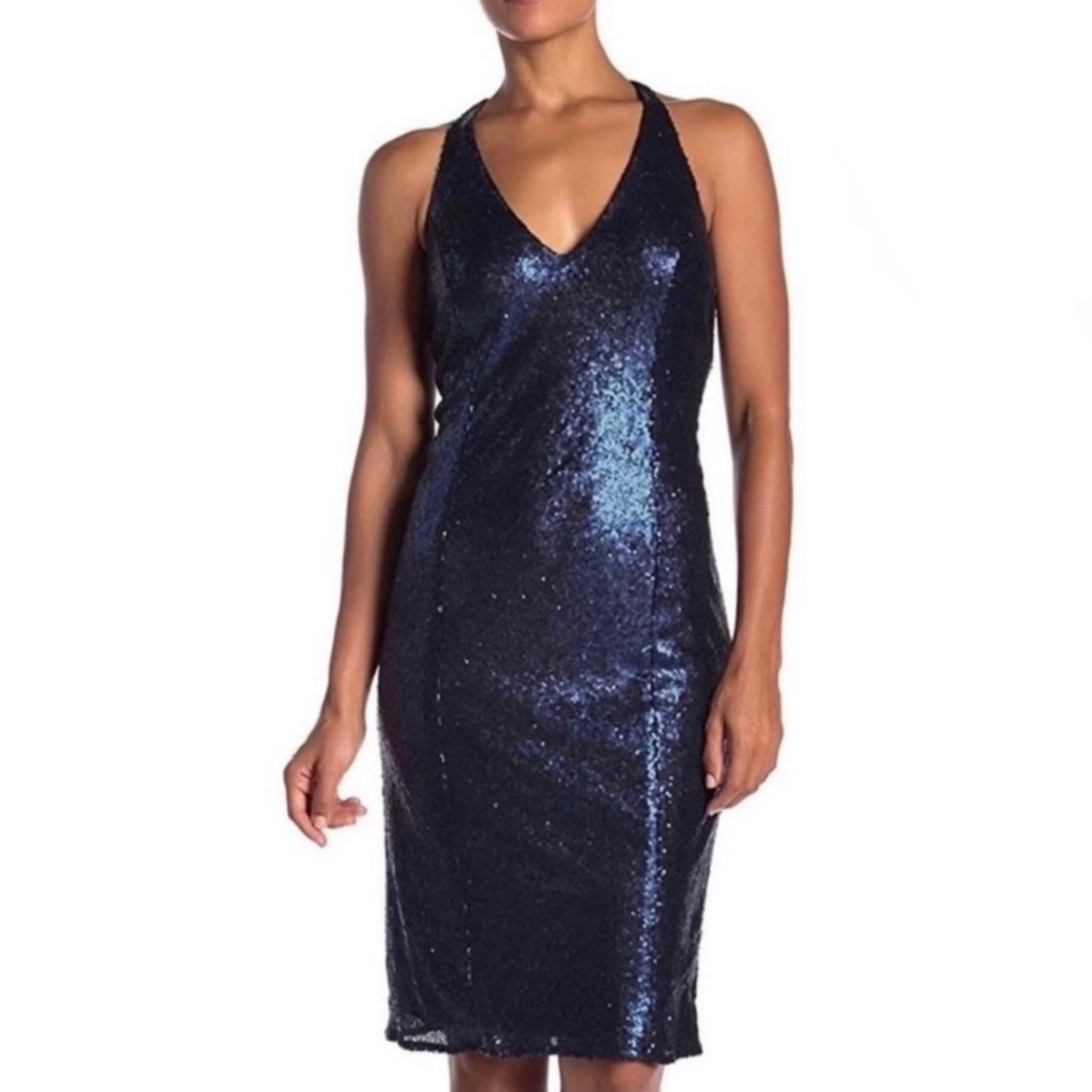 240 NEW JAY X JAYGODFREY BLUE SEQUIN V-NECK DRESS