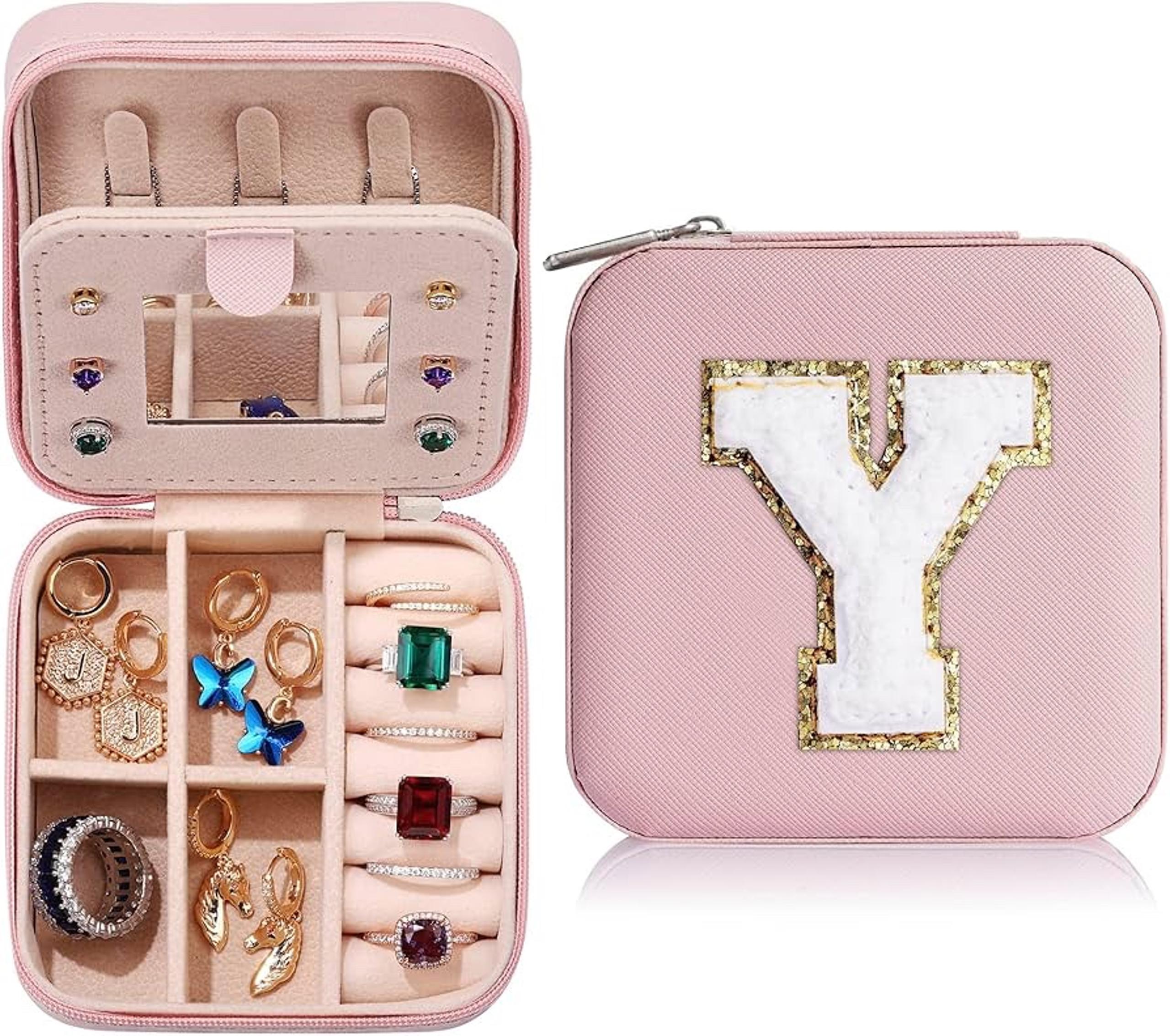 Travel Pink Jewelry Box- Monogram “Y”