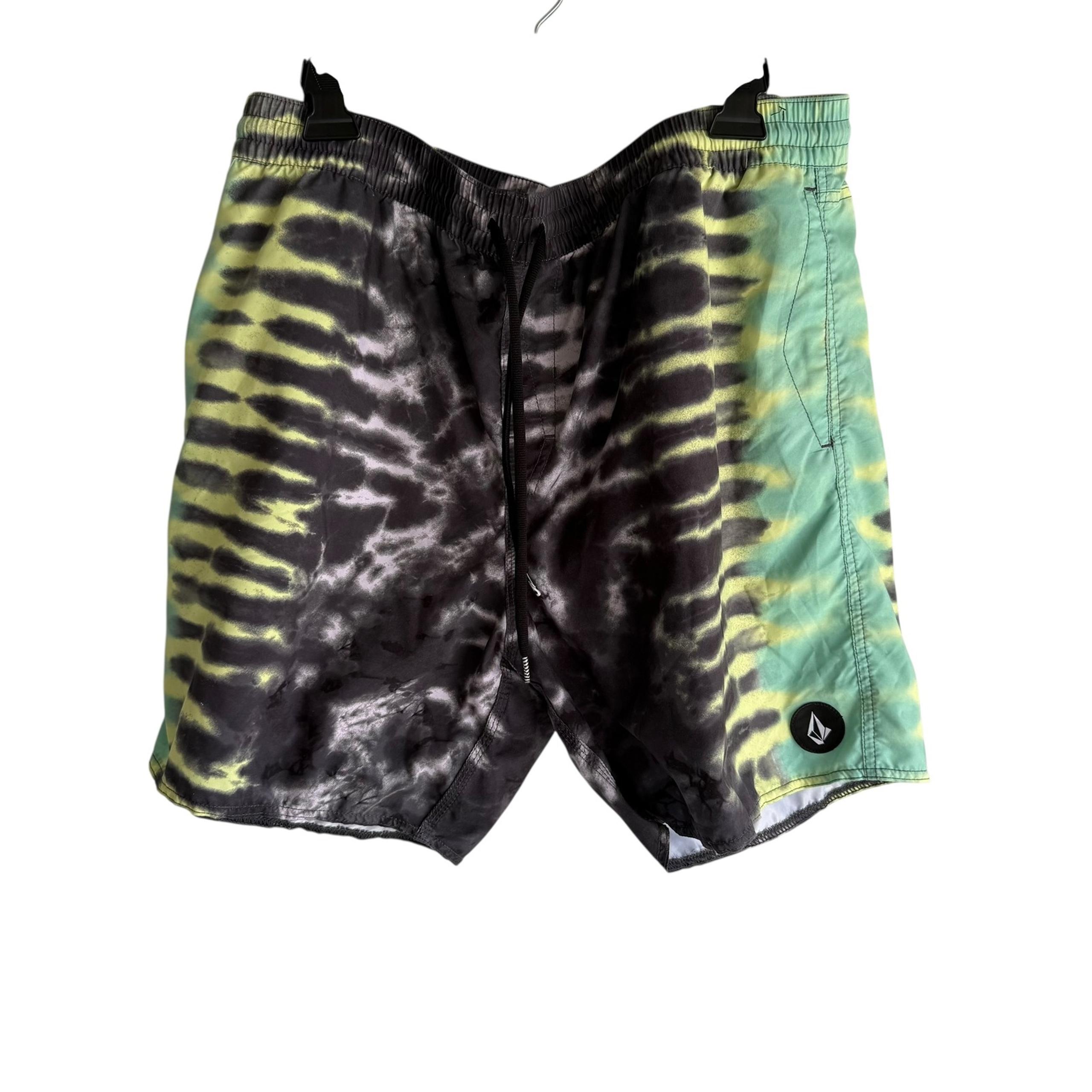 VOLCOM Tie Dye Polly Pack 17" Storm Cloud Mens Swim Trunks, XXL