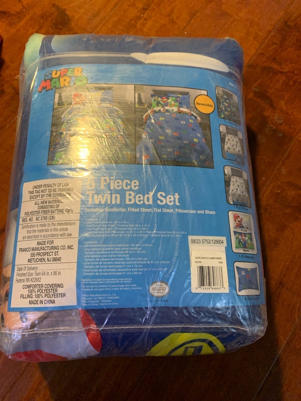 Super Mario Franco Kids Bedding Soft Comforter +Sheet Set -Sham, 5 Piece Twin